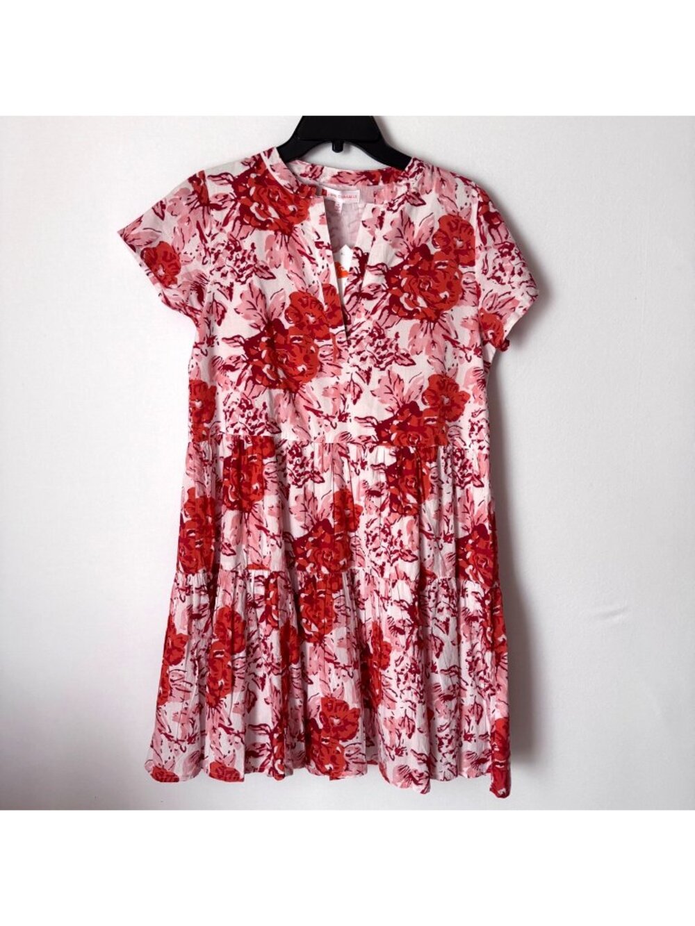 Jude Connally Women Cotton Tiered Short Sleeve Mini Dress Size M